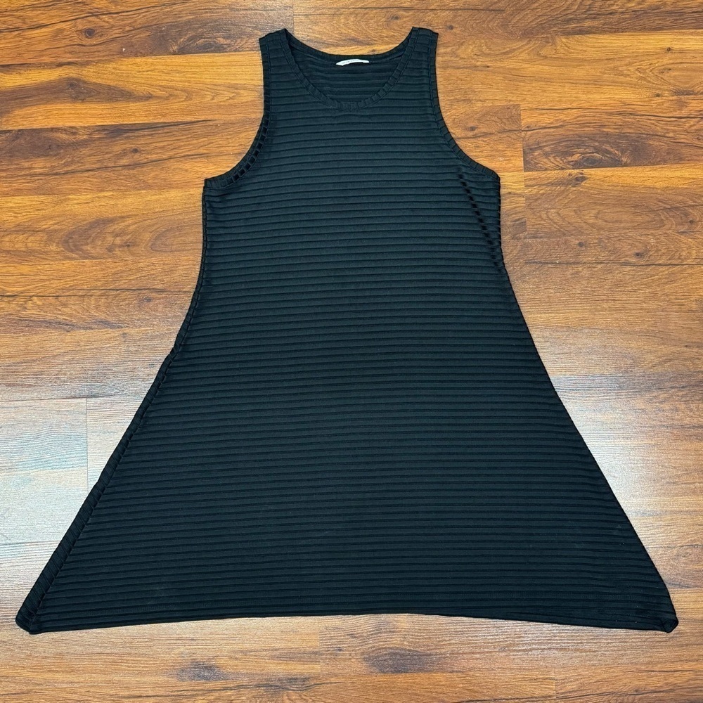 Club Monaco Black Ribbed Knit Swing Dress Small